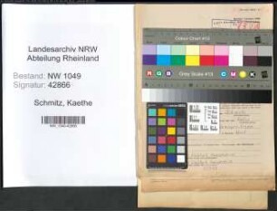 Entnazifizierung Kaethe Schmitz , geb. 16.08.1894 (Lehrerin)