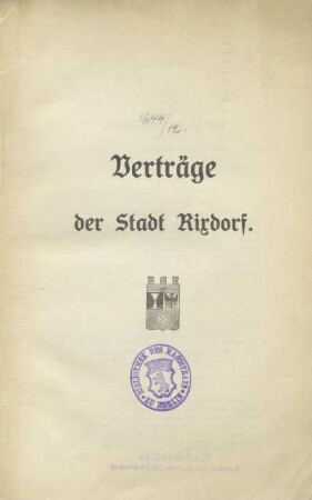 Verträge der Stadt Rixdorf