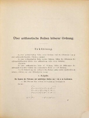 Über arithmetische Reihen höherer Ordnung