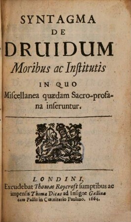 Syntagma de Druidum moribus ac institutis