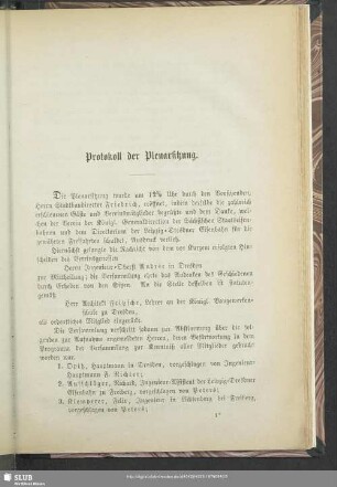 Protokoll der Plenarsitzung