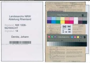 Entnazifizierung Johann Dercks , geb. 29.12.1879 (Landwirt)