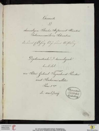 Gabriel Feyerabend: Chronik des Klosters Salem, 1827–1833; Aabschrift