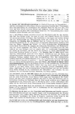 Tätigkeitsbericht für das Jahr 1966