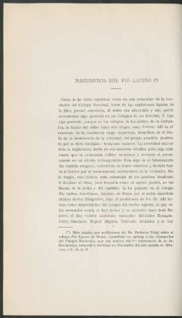 Recuerdos del Pío Latino