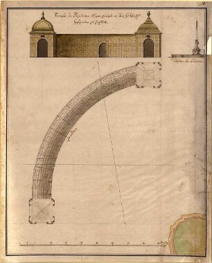 Pedetti, Peter Moritz (Maurizio); Eichstätt; Sommerresidenz (Codex Aureatinus) - Bogengang (Grundriss, Aufriss)