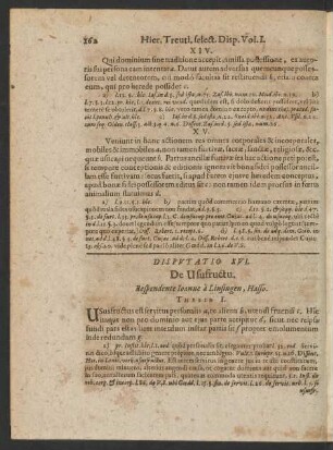 Disputatio XVI. De Usufructu