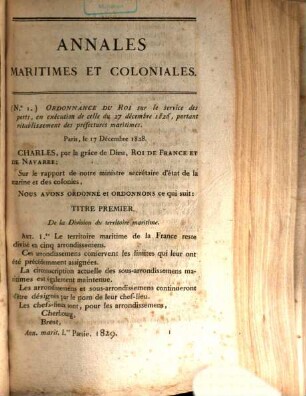 Annales maritimes et coloniales. Partie 1. [14.] 1829