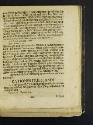 Rationes Dubitandi. [u. a.]