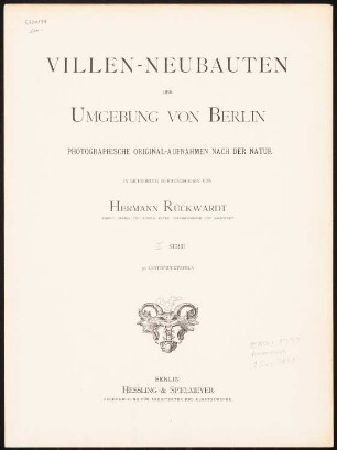 Villen-Neubauten der Umgebung von Berlin: Titelblatt