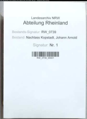 Johann Arnold Kopstadt, Erinnerungen aus meinem Leben, [Bd. 1]