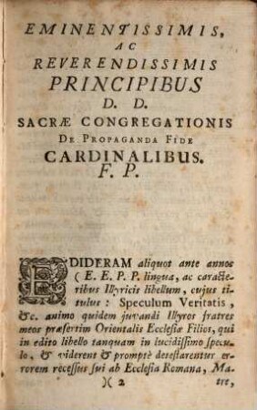 Speculum veritatis in orientalem et occidentalem Ecclesias refulgens