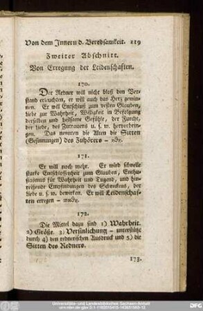 Zweiter Abschnitt. Von Erregung der Leidenschaften.