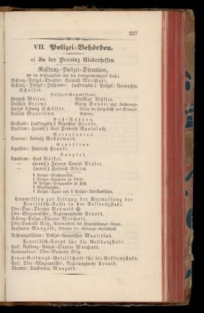 VII. Polizei=Behörden.