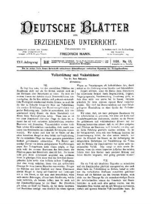 Volksbildung und Volksbildner : (Fortsetzung)