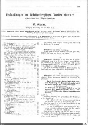 17. Sitzung, Stuttgart, 10.4.1913
