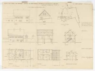 Umbau eines Speichers zu einem Wohnhaus mit Stallung für Herrn Otto Klieve, Klein Eichholz: Ansichten, Schnitte, Grundriss EG und OG alle in M 1:100, Lageplan M 1:500
