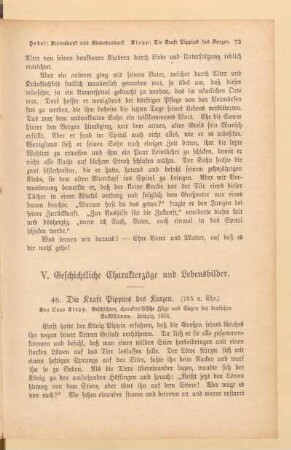 V. Geschichtliche Charakterzüge und Lebensbilder