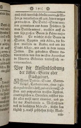 Vor die Aussenbleibung der Affter-Bürde oder Nachgeburt