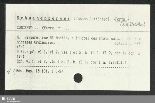Schw-Sp: [Zettelkatalog der RISM-Arbeitsstelle Dresden (Musikdrucke)]