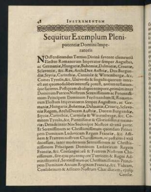 48-50, Sequitur Exemplum Plenipotentiae Domini Imperatoris