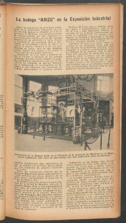 La bodega "Arizu" en la Exposición Industrial