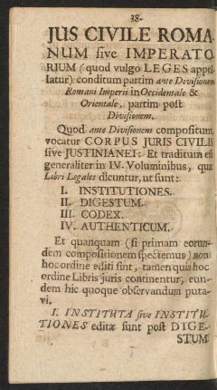 Ius Civile Romanum sive Imperatorium ...