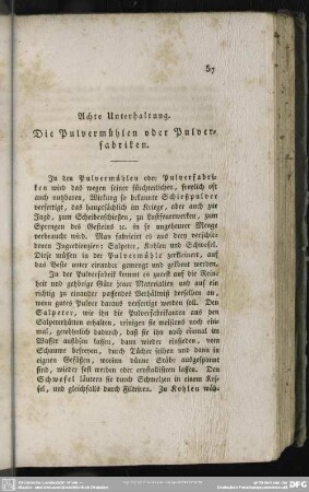 Achte Unterhaltung. Die Pulvermühlen oder Pulverfabriken