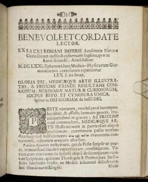 Benevole Et Cordate Lector.
