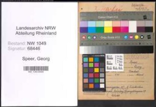 Entnazifizierung Georg Speer , geb. 09.09.1903 (Beamter)