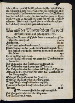 Was auff des Türcken seidten für volck ist umbkommen und gefangen worden.