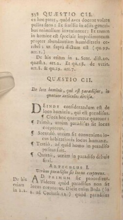 Quaestio CII. De loco hominis, qui est paradisus, in quatuor articulos divisa.