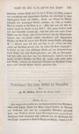 511-519 Bemerkungen über einige Stellen der Evangelien