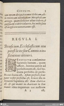 Regula I. Beneficium Ecclesiasticum non potest licite sine Canonica instituione obtinferi