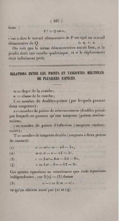 Relations entre les points et tangentes multiples de plusieurs espèces.