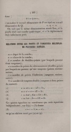 Relations entre les points et tangentes multiples de plusieurs espèces.