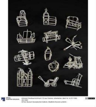 Konvolut Christbaumschmuck (13) aus Gablonz, silberfarben