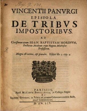 Epistola de tribus impostoribus