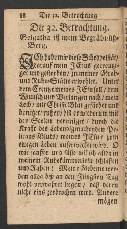 Die 32. Betrachtung. Golgatha ist mein Begräbnüß-Berg.