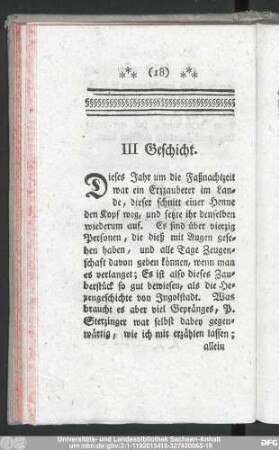 III Geschicht.