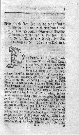 Neue Briefe über Gegenstände der geistlichen Wissenschaften. T.1.