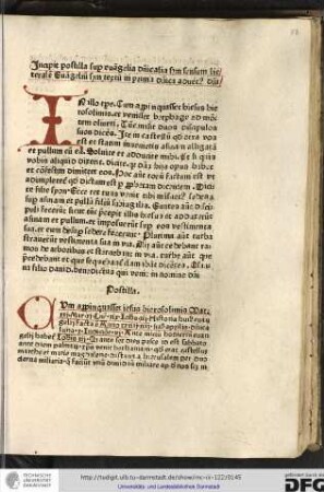 Postilla. Cum appropinquasset... Mat xxi... Ante initium hodierni evangelii habetur Iohannis xii...