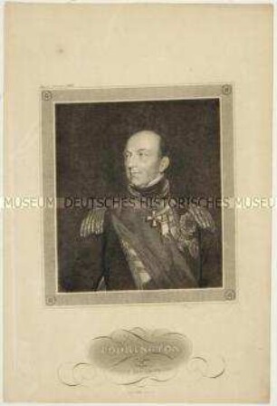 Porträt des britischen Admirals Edward Codrington - aus Meyers Conversationslexikon