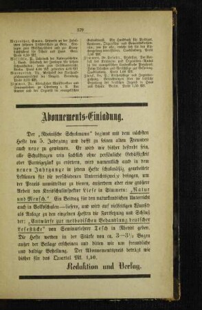 Abonnements-Einladung