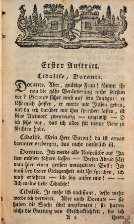 Die Sitten der jetzigen Zeit : Nach dem Französischen. Aufgeführt auf dem Churfürstl. Theater zu München