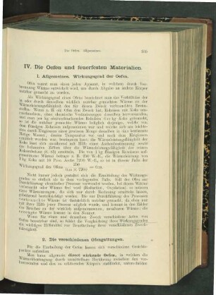 IV. Die Oefen und feuerfesten Materialien