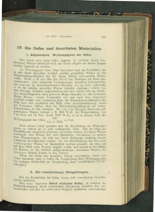 IV. Die Oefen und feuerfesten Materialien