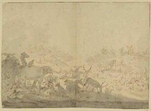 Orpheus bezähmt mit seinem Lyraspiel die Tiere