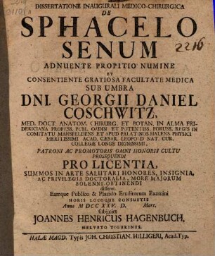 Diss. inaug. med.-chir. de sphacelo senum