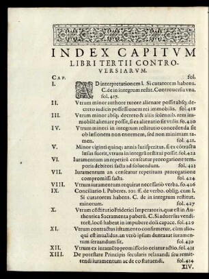 Index Capitum Libri Tertii ...